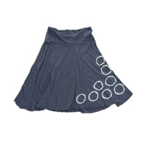 prAna 100% Cotton A-Line "Sublime" Skirt Navy/Denim Blue w/White Circles Size L